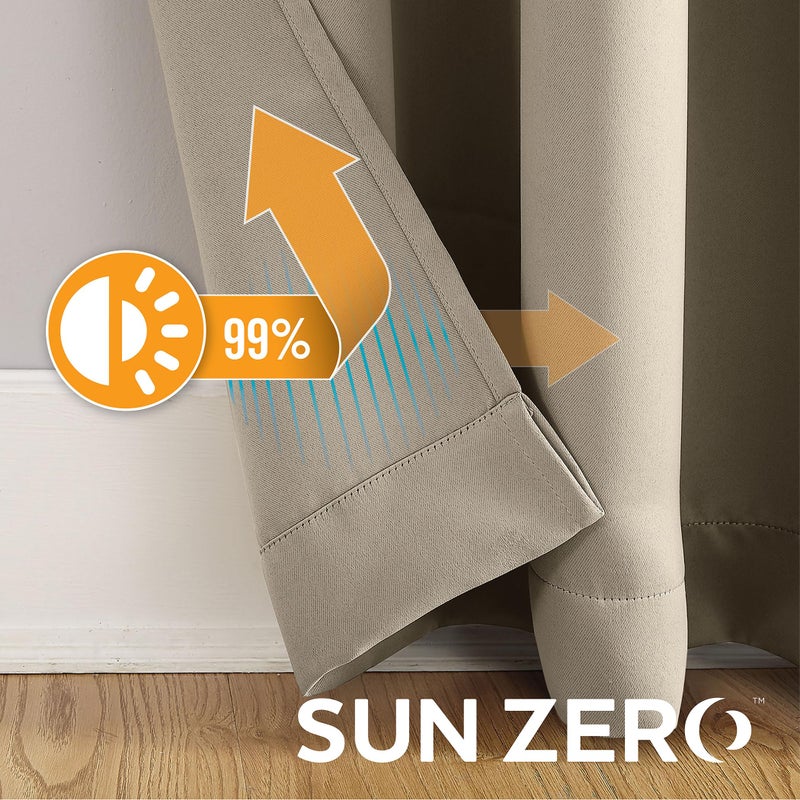 Sun Zero Soho 2-pack Blackout Energy Efficient Grommet Curtain Panel Pair, 54" x 63", Stone - Image 4